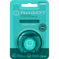 Зубная нить PRESIDENT Antibacterial 12м арт.203