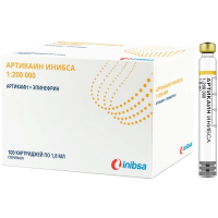 Артикаин ИНИБСА 1:200 000 раствор для инъекций 40 мг/мл+0,005 мг/мл (картриджи) 1.8мл №100