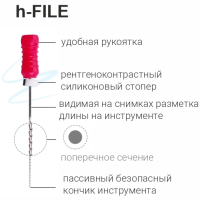 H-Files / Аш-Файлы ручные 21 мм №30 (6 шт) Geosoft