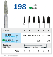 H198012 Бор алмазный H - конус закругленный - 012 серый HORICO