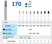 FG170021 Бор алмазный FG - конус усеченный - 021 серый HORICO