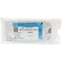 Монофил - мононить полипропиленовая нерассасывающаяся синяя, L=75см., USP 4/0, HR-20, ООО "Линтекс"