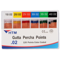 Гуттаперчевые штифты 02 №15-40 (120 шт) HTM Dent