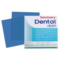 Латексные листы Dental Dam синий, средний, 152 мм х 152 мм, без запаха (36 шт) Sanctuary