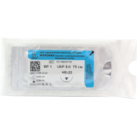 Монофил - мононить полипропиленовая нерассасывающаяся синяя, L=75см., USP 5/0, HS-20, ООО "Линтекс"