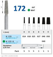 H172050 Бор алмазный H - конус усеченный - 050 серый HORICO