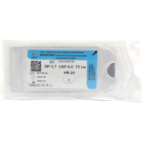 Монофил - мононить полипропиленовая нерассасывающаяся синяя, L=75см., USP 6/0, HR-20, ООО "Линтекс"