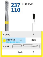 237110023 Фреза твс - груша - 023 жёлтый насечка крестообразная мелкая, метал/сплавы, композиты, тит