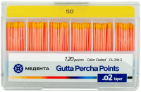 Гуттаперчевые штифты 02 №50 120шт/уп, (МЕТА)