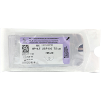 ПГА - нить полигликолидная, рассасывающаяся, фиолетовая, L=75см., USP 6/0, HR-20, "Линтекс"