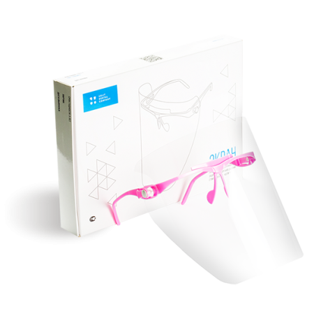 Экран полимерный прозрачный для защиты глаз и органов дыхания, 1 оправа (розовая)+5 щитков, "Целит"