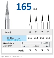 h165016 бор алмазный h - конус остроконечный - 016 серый horico