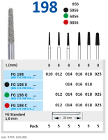 fg198g025 бор алмазный fg - конус закругленный - 025 зеленый horico