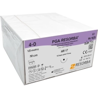 pga resorba / пга - нить фиолетовая l=70 см usp 4/0, игла колющая hr-17 1/2, 24 шт