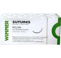 полиамид (нейлон) нить l=75 см usp 4/0, игла 16 мм о/р 3/8 (1 шт) winner