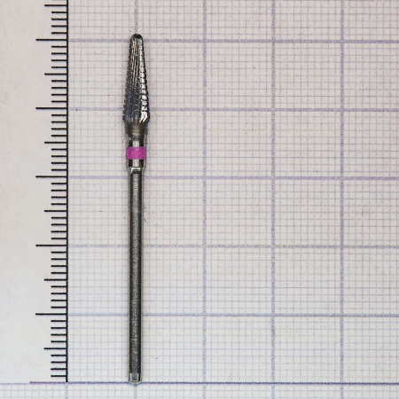 194134040 фреза твс - конус - 040 розовый тонкие прямые лезвия со спиральной поперечной насечкой hor