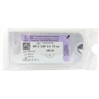 пга - нить полигликолидная, рассасывающаяся, фиолетовая, l=75см., usp 3/0, hr-20, "линтекс"