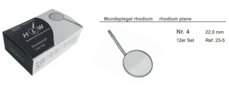 зеркало стоматологическое №4 - 22мм - родий - упаковка 12 штук (hlw dental instruments)