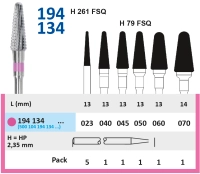 194134045 фреза твс - конус - 045 розовый тонкие прямые лезвия со спиральной поперечной насечкой hor