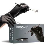 перчатки нитриловые «benovy» df288ku2 черные s 50 пар