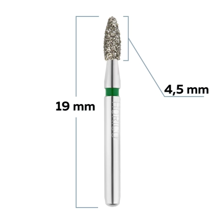 FG277G018 Бор алмазный FG - олива закругленная - 018 зеленый HORICO