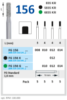 fg156012 бор алмазный fg - цилиндр, закругленные грани - 012 серый horico