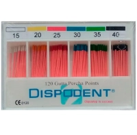 штифты гуттаперчевые эндоканальные dispodent № 15-40,  120 шт.