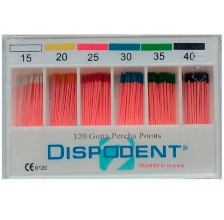 Штифты гуттаперчевые эндоканальные Dispodent № 15-40,  120 шт.