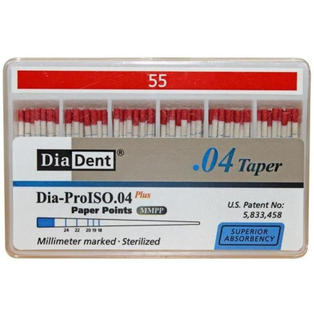Бумажные штифты - конусность 04 - №55 - 100 штук, DiaDent