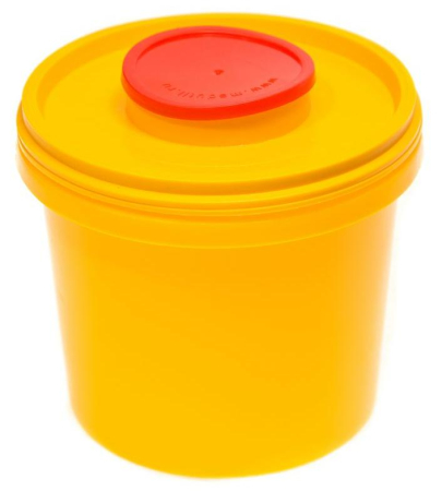 Емкость-контейнер для сбора острого инструментария (1,0 л) класс Б , форма круг, Инновация