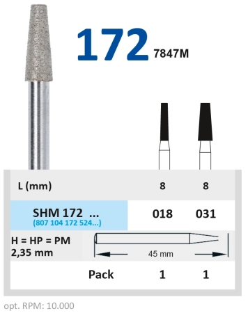 SHM172031  Бор алмазный H - конус усеченный - 031 HORICO