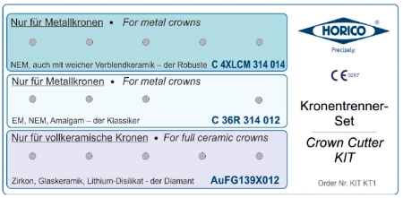 kit kt1 набор боров для разрезания коронок (14 шт) horico 