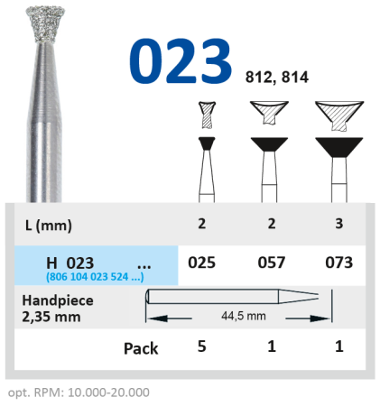 H023057 Бор алмазный H - обратный конус - 057 серый HORICO