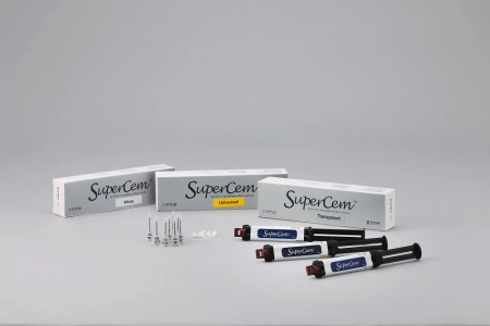 supercem - композитный цемент двойного отверждения, шприц 5мл, белый, dentkist