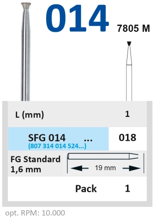 SFG014018 Бор алмазный FG - обратный конус - 018 HORICO