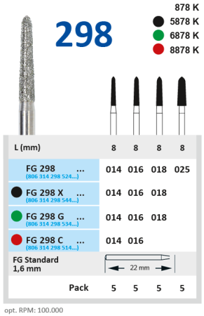 fg298x014 бор алмазный fg - торпеда коническая - 014 черный horico