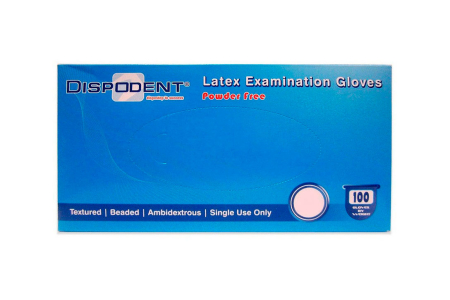 Перчатки "DISPODENT" медицинские, латексные, текстурированные, смотровые, размер (7-8) M, 100 шт