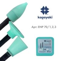 набор полиров "kagayaki ensmart pin" - диск, пуля, чашка - зелёные (силикон), µ 70, уп/30шт