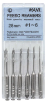 peeso reamers mani - машинные корневые дрильборы, 6шт, 28мм, №1-6
