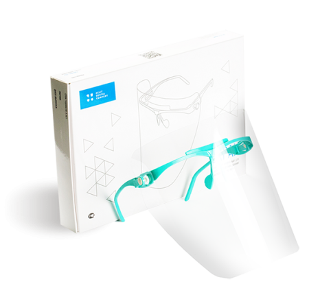 Экран полимерный прозрачный для защиты глаз и органов дыхания, 1 оправа (зелёная)+5 щитков, "Целит"