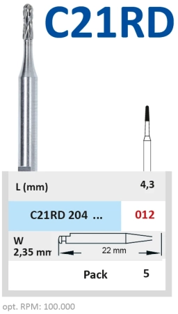 c21rd204012 бор твердосплавный - конус - 012  угловой наконечник, horico