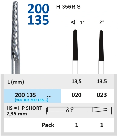 200135023 Фреза твс  для фрезерного станка - конус с закругленным концом -  023 .град. 2 HORICO