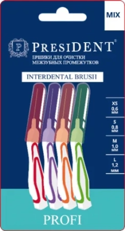 ершики межзубные president profi mix 4шт (xs-l) арт.307