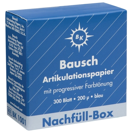 ВК 1001 Артикуляционная бумага наполняемый бокс, синяя, 200мкм., 300л., Bausch