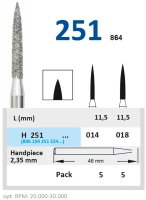 h251018 бор алмазный h - пламя заостренное - 018 серый horico