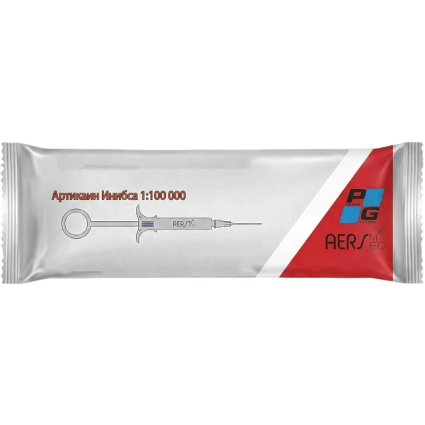 аэрс-мед инъектор с артикаином инибса 1:100000 (шприц 1.8 мл) с иглой 0.4 х 35 мм, aersmed