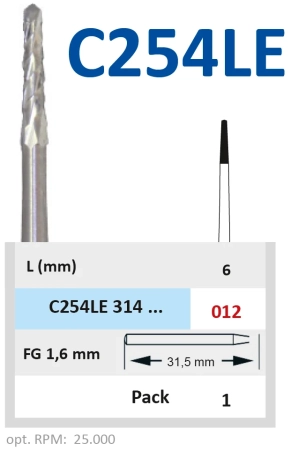 c254le314012 бор твердосплавный - фреза хирургическая - 012  турбинный наконечник для препарировани