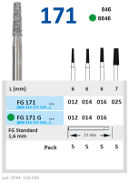 fg171g012 бор алмазный fg - конус усеченный - 012 зеленый horico