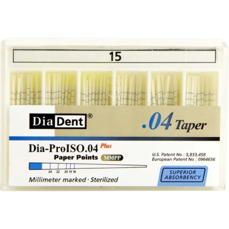 Бумажные штифты - конусность 04 - №15 - 100 штук, DiaDent