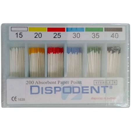Штифты бумажные абсорбирующие 02 №15-40 (200 шт) Dispodent